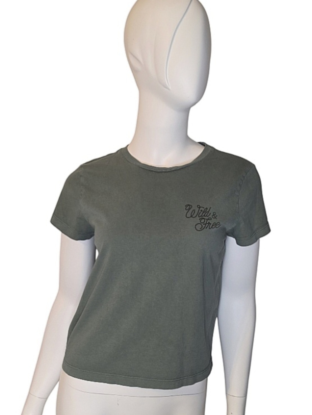 PINK Victoria's Secret "Wild & Free" Graphic Tee Green Size XS